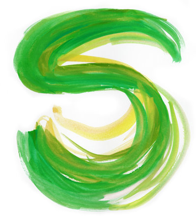 Font watercolor illustration uppercase LETTER Sの写真素材