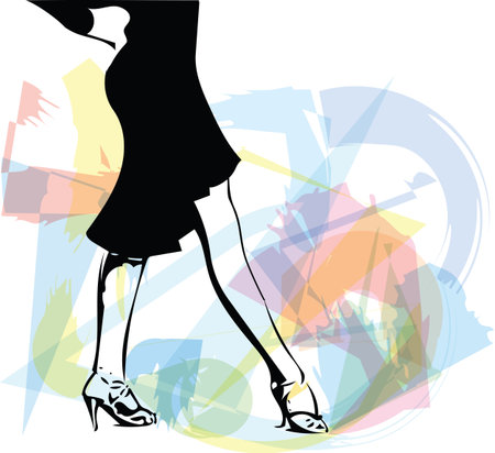 Abstract drawing of Latino Dancing woman legs vector illustrationのイラスト素材