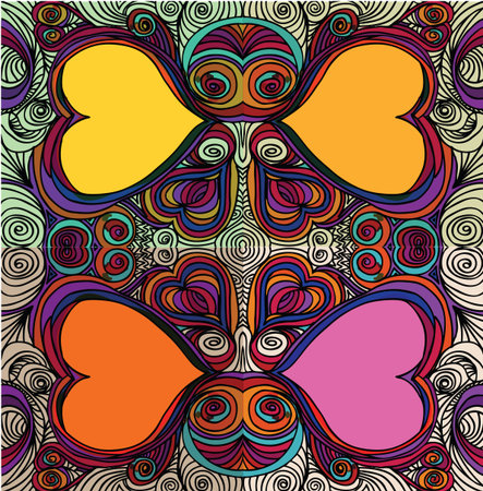 Ornate heart sketch abstract backgroundのイラスト素材