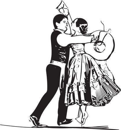 Illustration of Couple dancing marinera. Peruvian dancing.のイラスト素材