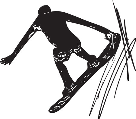 Sketch of Sandboarding colorful abstract illustrationのイラスト素材