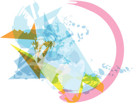 Trendy colorful transparent shapes abstract background illustrationのイラスト素材