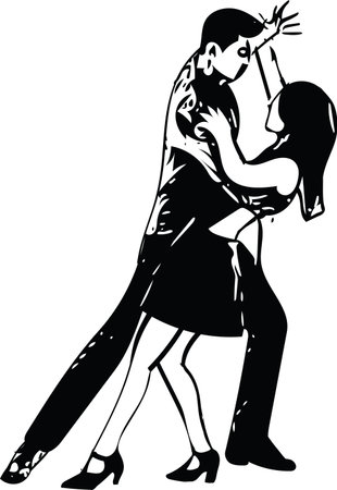 Abstract drawing of Latino Dancing couple vector illustration.のイラスト素材
