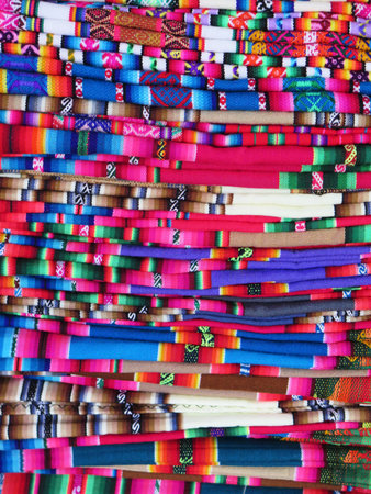 Peruvian hand made woolen fabric backgroundの写真素材