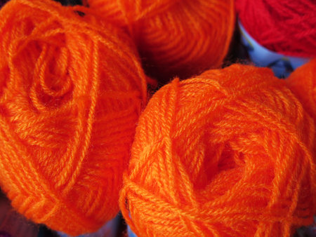 Natural dyed wool yarn in the peruvian Andes at Cuzco Peruの写真素材