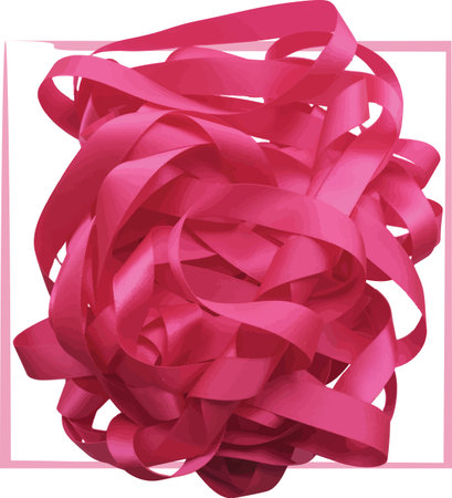 Pink ribbon over white background, design element. Vector illustrationのイラスト素材