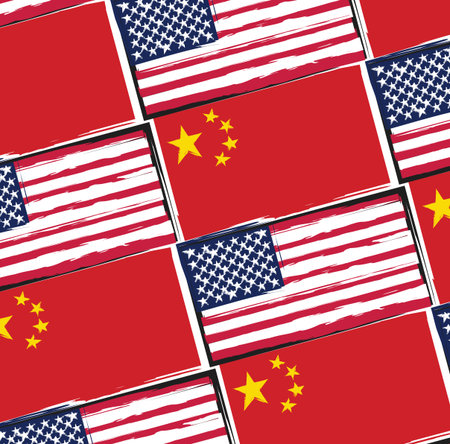 USA and China flags or banner vector illustrationのイラスト素材