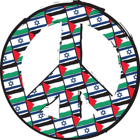 ISRAEL and PALESTINE flags or banner PEACE & LOVE SYMBOL vector illustrationのイラスト素材