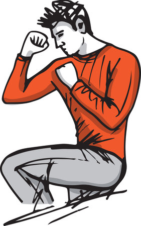 Fitness man and gymnastic exercises.のイラスト素材