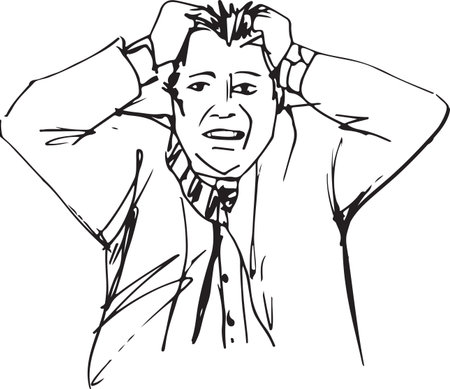 Sketch of frustrated with problems business man vector illustrationのイラスト素材
