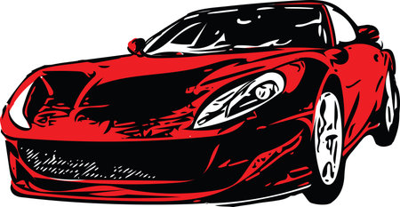 Concept Red Sportscar Vehicle Silhouette vector illustrationのイラスト素材