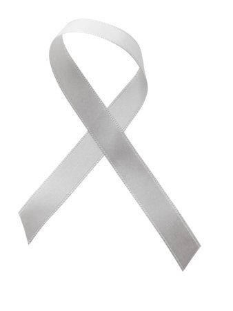 White ribbon awareness isolated on white background.の写真素材