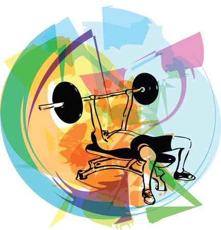 man with barbell doing squats in gym vector illustrationのイラスト素材