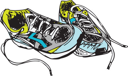 Sketch of sport shoes vector illustrationのイラスト素材