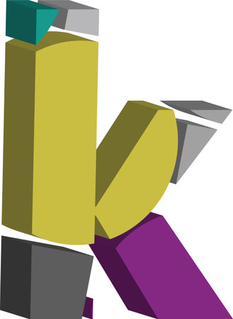 Colorful three-dimensional font letter kのイラスト素材