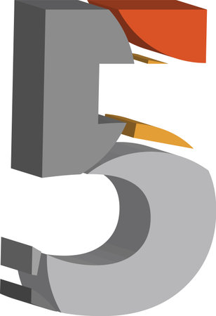 Colorful three-dimensional font number 5のイラスト素材