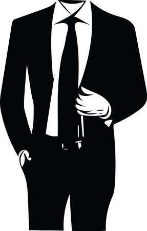 Drawing of elegant young fashion man in tuxedo posing Vector Illustrationのイラスト素材