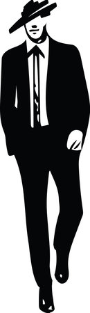 Drawing of elegant young fashion man in tuxedo posing Vector Illustrationのイラスト素材