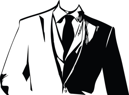 Drawing of elegant young fashion man in tuxedo posing Vector Illustrationのイラスト素材