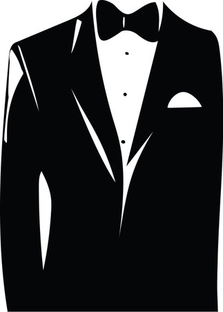 Drawing of elegant young fashion man in tuxedo posing Vector Illustrationのイラスト素材