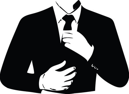 Drawing of elegant young fashion man in tuxedo posing Vector Illustrationのイラスト素材