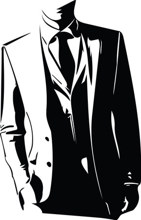 Drawing of elegant young fashion man in tuxedo posing Vector Illustrationのイラスト素材