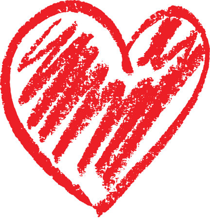 Heart shape outline drawn with a wax crayon isolated over the white background vector illustrationのイラスト素材