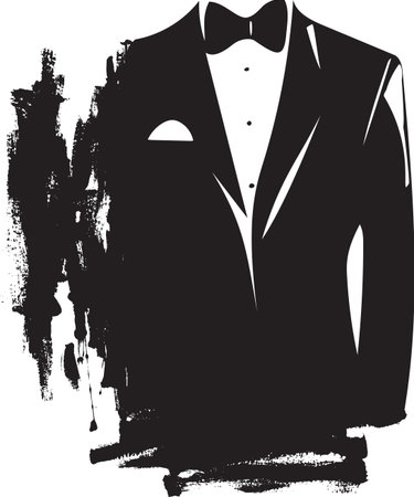 Drawing of elegant young fashion man in tuxedo posing Vector Illustrationのイラスト素材