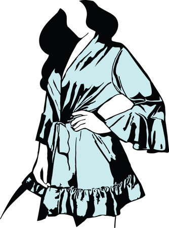 Drawing of Fashion portrait of beautiful woman in sexy dress. Vector Illustrationのイラスト素材