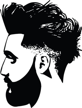 Bearded man faces hipster with haircuts. Men fashion vector for barbershop  template. Vector Illustrationのイラスト素材