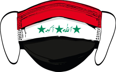 Irak flag on medical face masks isolated on white vector illustrationのイラスト素材