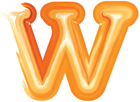 Abstract Oil Paint Letter W Vector illustrationのイラスト素材