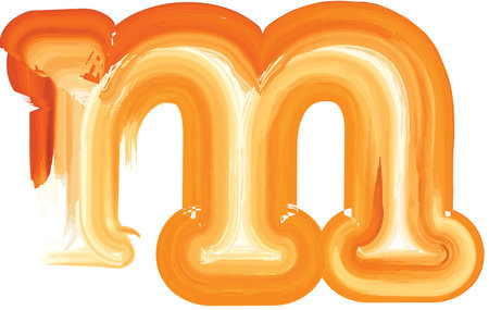 Abstract Oil Paint Letter m Vector illustrationのイラスト素材