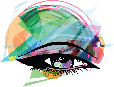 Abstract Female eye sketch vector illustrationのイラスト素材