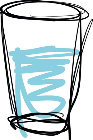 Sketch of Glass with water isolated vector illustration on white backgroundのイラスト素材