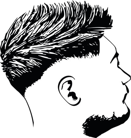 Bearded man faces hipster with haircuts. Men fashion vector for barbershop and logo template. Vector Illustrationのイラスト素材