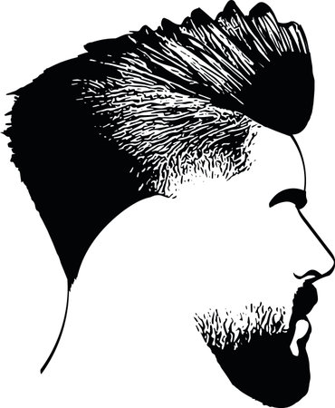 Bearded man faces hipster with haircuts. Men fashion vector for barbershop and logo template. Vector Illustrationのイラスト素材