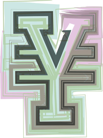 Yen symbol Line Icon Design - Vector Illustrationのイラスト素材