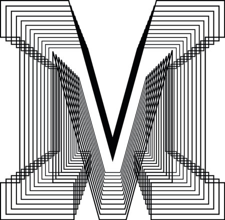 Letter M  Line Logo Icon Design - Vector Illustrationのイラスト素材