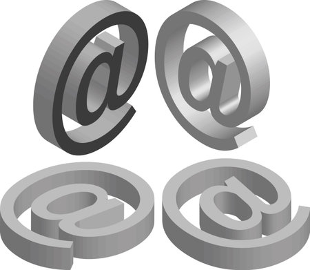 Isometric At symbol. Template for creating icon, emblems, monograms. Black and white. 3D art symbol illustrationのイラスト素材