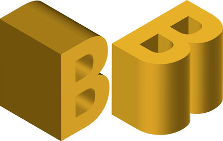 Isometric letter B. Template for creating logos, emblems, monograms. Black and white. 3D art symbol illustrationのイラスト素材