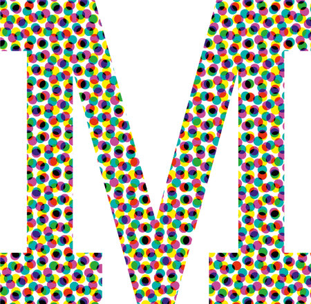 Colorful halftone font design LETTER M vector illustrationのイラスト素材