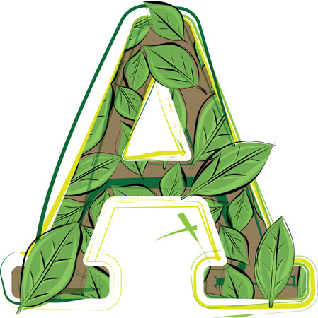 Green leaf alphabet vector Illustration LETTER Aのイラスト素材