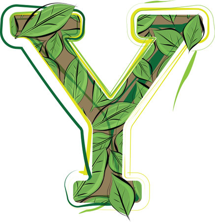 Green leaf alphabet vector Illustration LETTER Yのイラスト素材