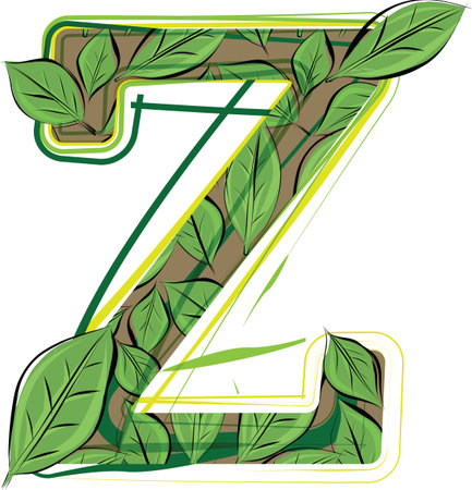 Green leaf alphabet vector Illustration LETTER Zのイラスト素材