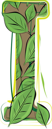 Green leaf alphabet vector Illustration LETTER Iのイラスト素材