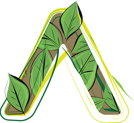 Green leaf symbol sketch drawing vector Illustrationのイラスト素材