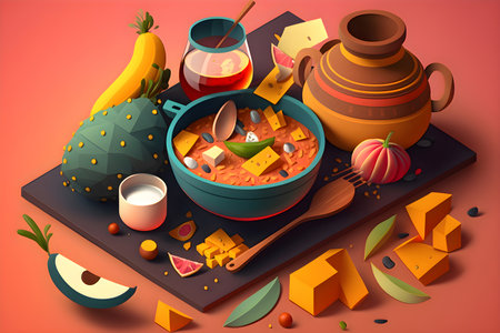 Home made hot sauce illustration, Mexican food, Generative AIの写真素材