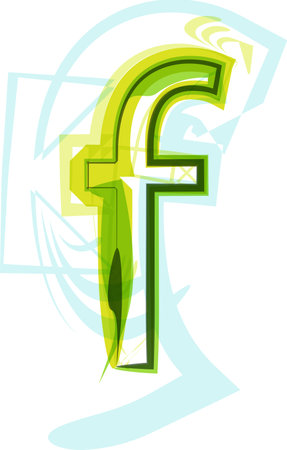 Ecology vegan green eco element organic symbol artistic Font. Vector Illustration. Letter fのイラスト素材