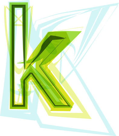 Ecology vegan green eco element organic symbol artistic Font. Vector Illustration. Letter kのイラスト素材